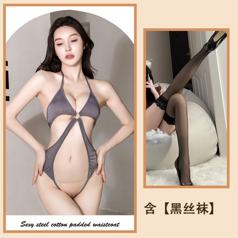 Sex Underwear Sexy Tights Seduction Neck Gathering Cross Strap Backless Open Sling Sling