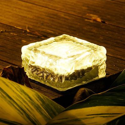 Lampe Cube de Glace Carrée LED Ménage Lampe Décorative en Verre Jardin Cour Lampe Brique de Glace Solaire Lumière de Tuile Extérieure