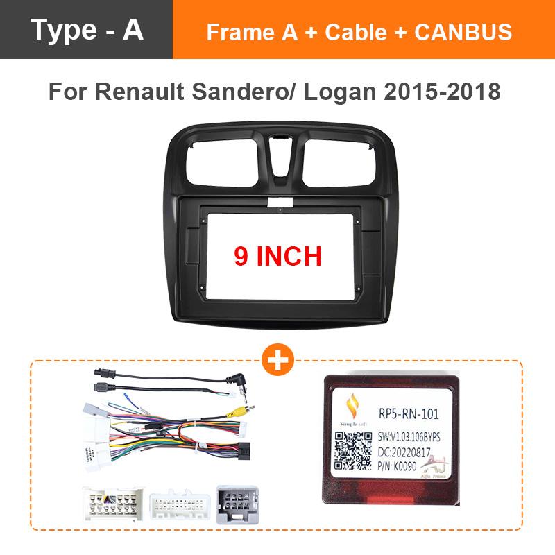 Car Frame Fascia Adapter Decoder Android Radio Dash Fitting Panel Kit For 2015-2018 RENAULT SANDERO/ LOGAN 9/10.1 inch