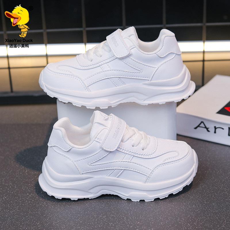 

Children s sports shoes 2025 spring and autumn girls little white shoes versatile primary school students leather pure white boys sports shoes 26