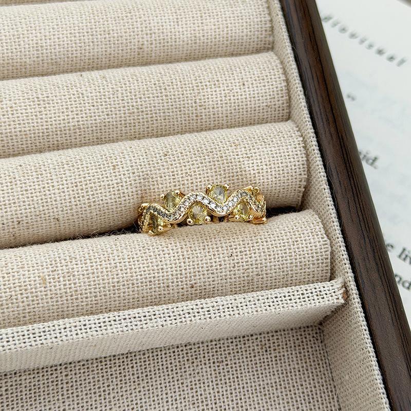 Double Diamond Open Ring Light Luxury Niche Premium Feather Butterfly Flower Beads Stacked Wearing Ring