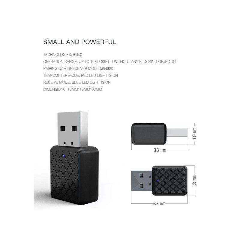 USB Bluetooth Adapter 5.0 Bluetooth Receiver and Transmitter 2-in-1 Bluetooth Audio Receiver Bluetooth Transmitter