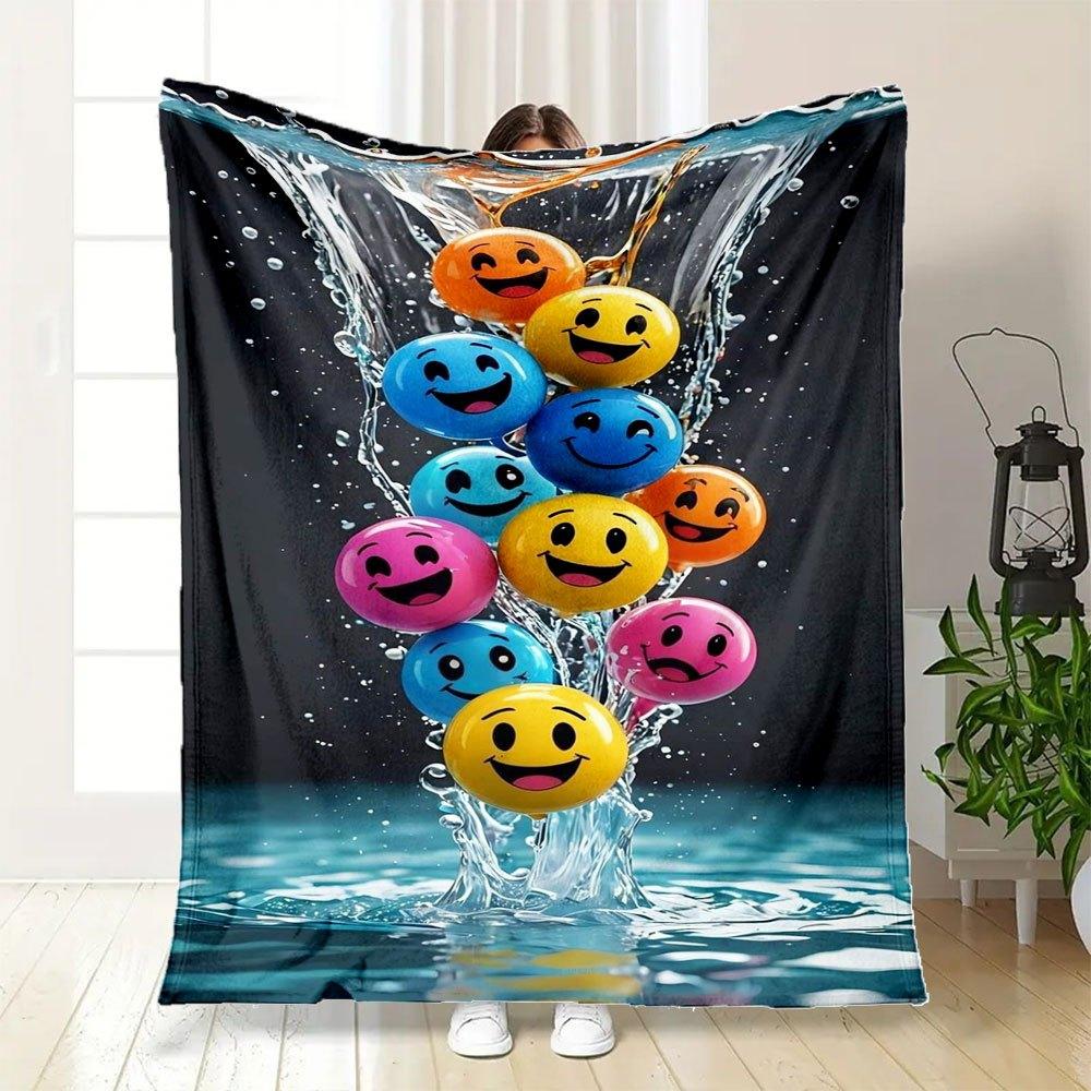 Colorful Smiley Face Water Balloons - Fun Party SuppliesBlanket Flannel Throw Blanket for Sofa, Bed, Travel, Camping, Office, Couch, Chair,