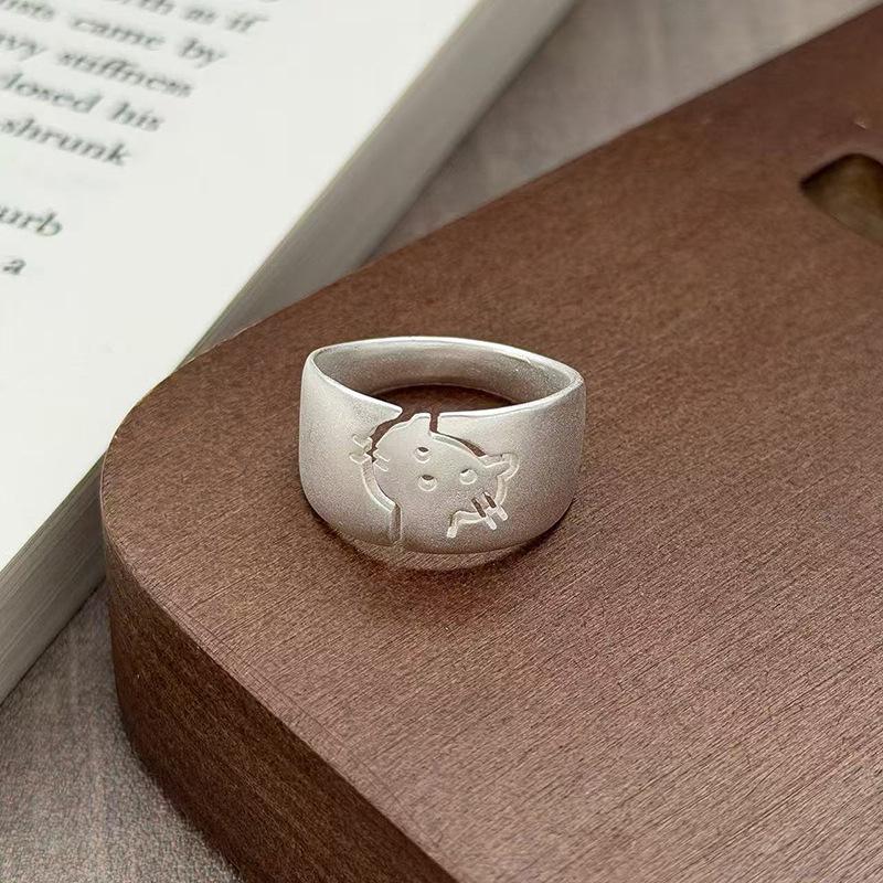 Yunjian Streamer Sweet Wind Niche Design Butterfly Flower Ring Female Enamel Hollow Stacked Ring Tide