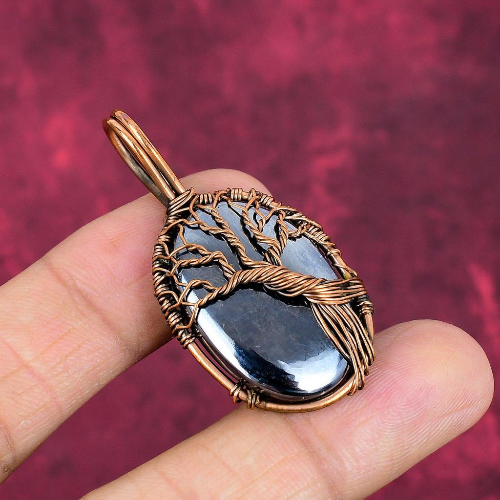 Tree Of Life Shungite Pendant Copper Wire Wrapped Pendant Gemstone Jewelry