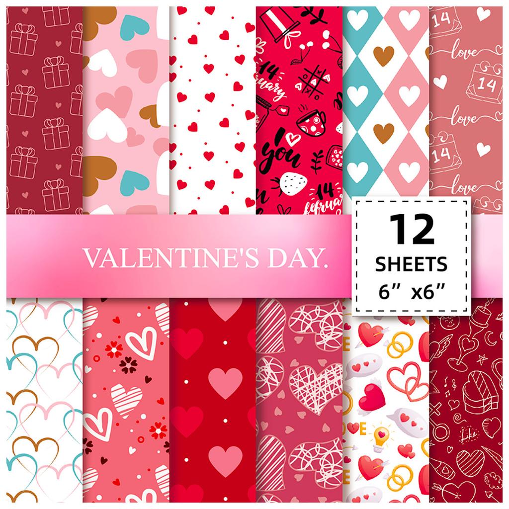 12 Pieces Of Red Love Material Paper Valentine'S Day Qixi Festival Mother'S Day Gift Box Decorative Gift Wrapping Paper