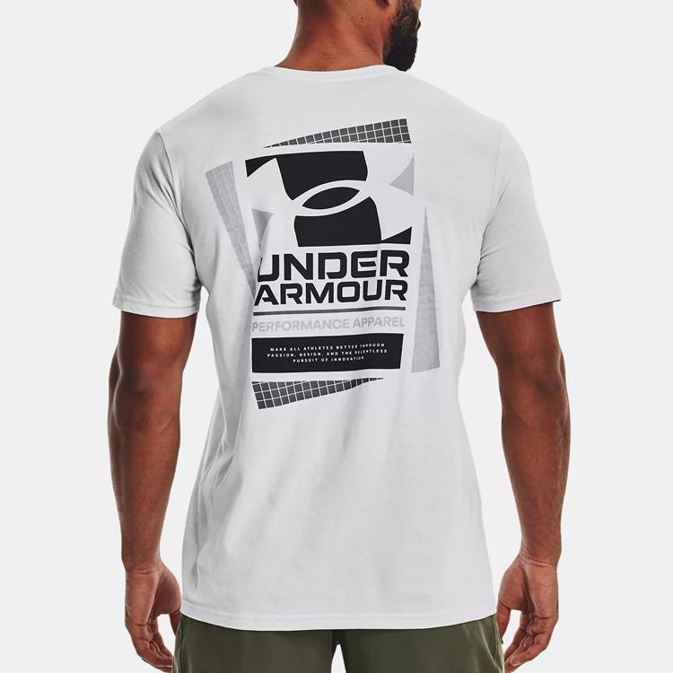 Under Armour Camiseta deportiva de manga corta con cuello redondo y estampado de logotipo para hombre Halo-Gray 1370529-015