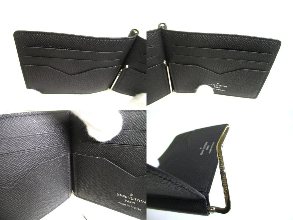 Autentyczny LOUIS VUITTON Taiga Czarna Skóra Portfel Bifold na Banknoty #a938 Odnowiony