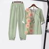 2 Stück/Set Bluse Hose Rundhals Halbarm Knopf Elastische Taille Lässig Täglich