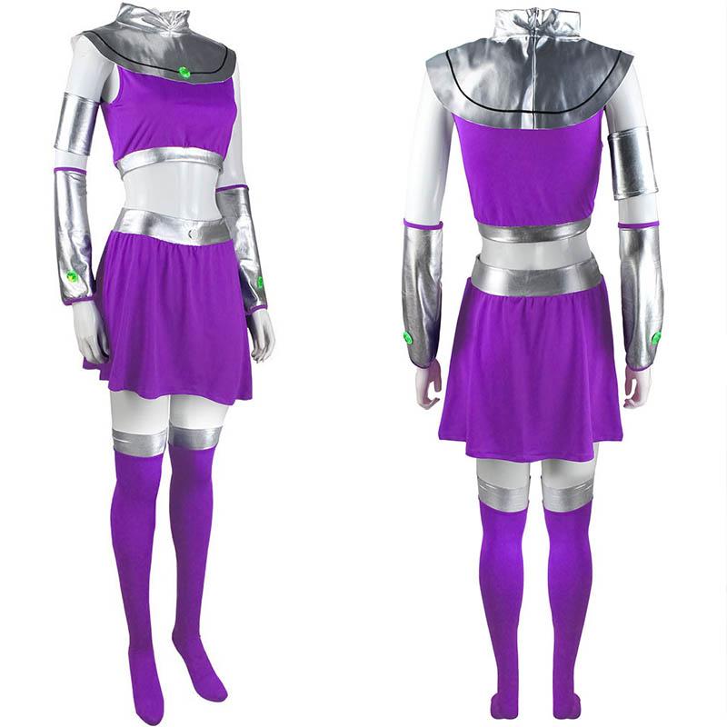 Starfire Cosplay Kostüm Prinzessin Koriand'r Rock Verkleidung Mit Handschuhen Socken Für Halloween Anime Comic Con Starfire Outfits