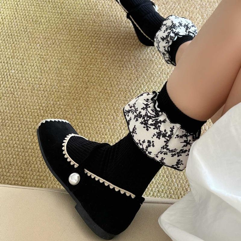 

Retro Lace Socks - Children s Mid-length Socks, Gray Checkered Style, Pile Socks, Pure Cotton Socks 1 pair чорний