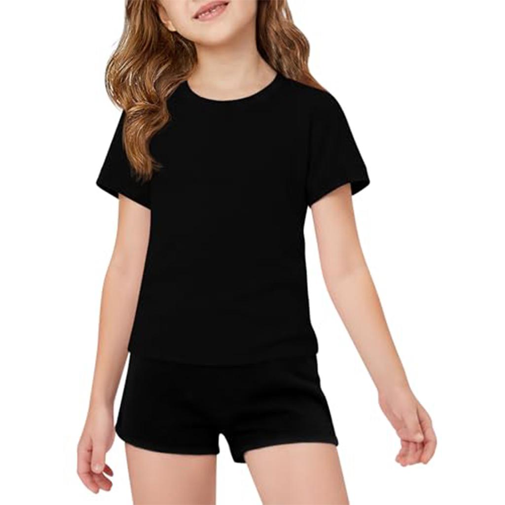 Kid Patriotic Outfit - Short Sleeve & Shorts 2-Piece Set For Girl