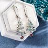 Huitan Women Elegant Christmas Tree Drop Earrings Winter Festival Lady Charming Accessories Inlaid Shiny CZ Chic Jewelry Gift