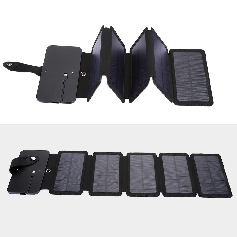 Outdoor Faltbares USB-Solarpanel Mobile Bank Smartphone Netzteil Ladegerät SchwarzSchwarz