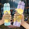 1PC Vatican Rome Building Watercolor 750ml Color Plastic Sports Water Bottle Leakproof Flip Straw Lid Suitable for Sports Office Home Use