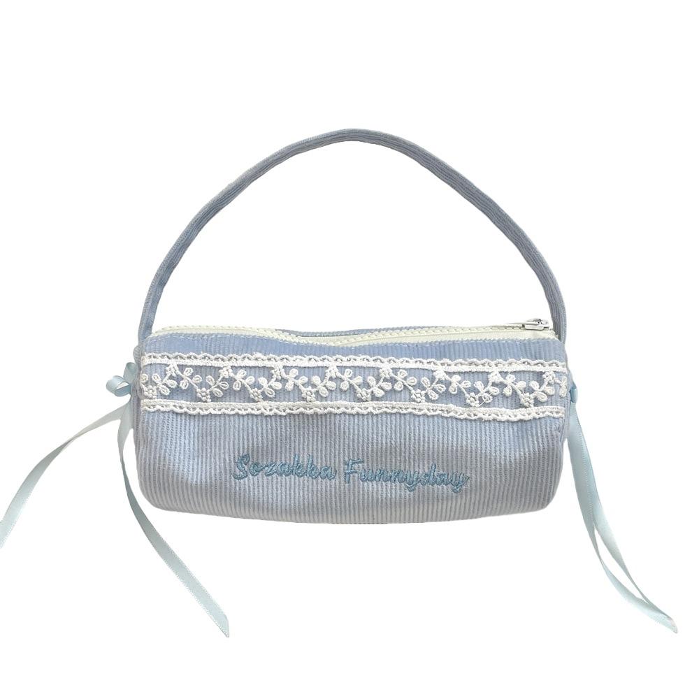 Lace Korean Style Pencil Case Bowknot Bow Pencil Pouch Handheld Stationery Bag Children