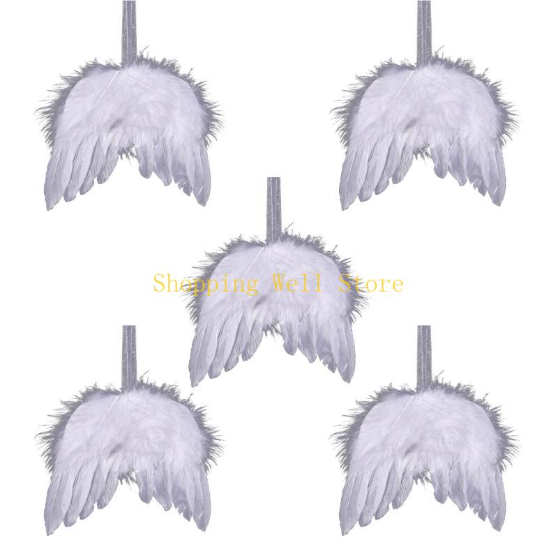 KX4B Customization Simple Pendant WhiteAngel Wings Ornament for Christmas Presents