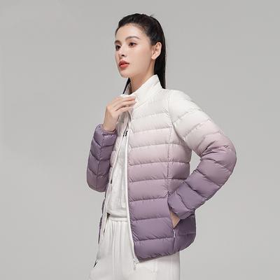 Woman Winter Hooded Coat Duck Down Filled Fashion Gradient Jacket Ultra Light Autumn Warm Parkas Windbreaker