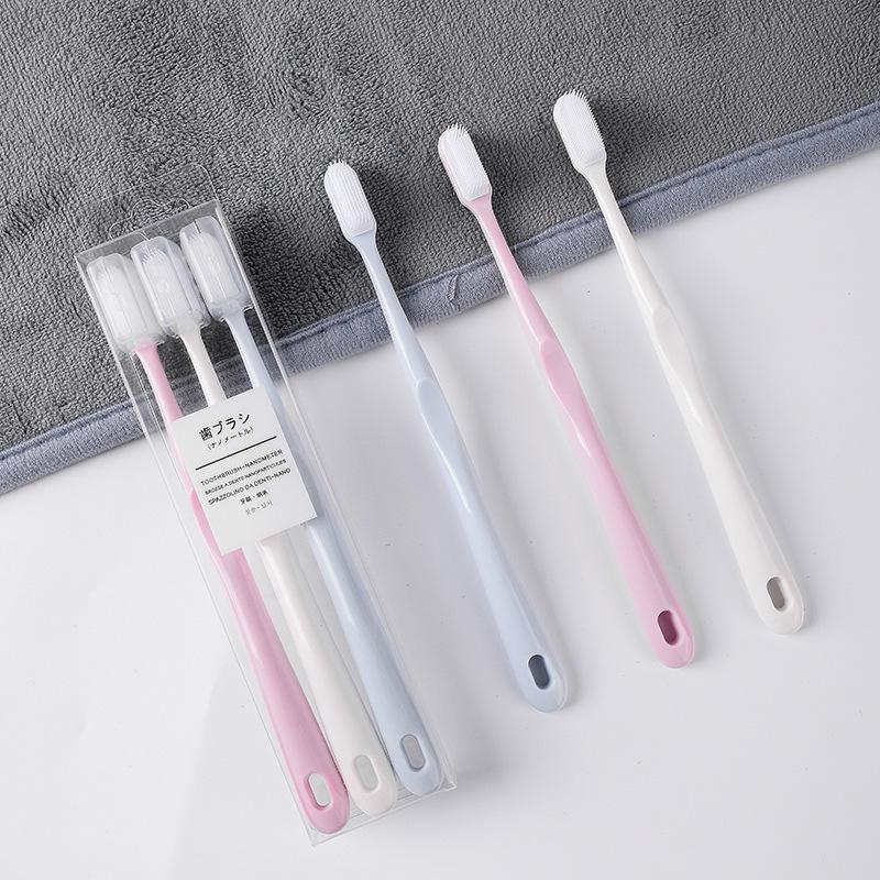 Zahnbürstenset mit farbigem Keramikgriff im japanischen Stil – 3er-Pack, Erwachsenengröße, Macaron-inspiriertes Design