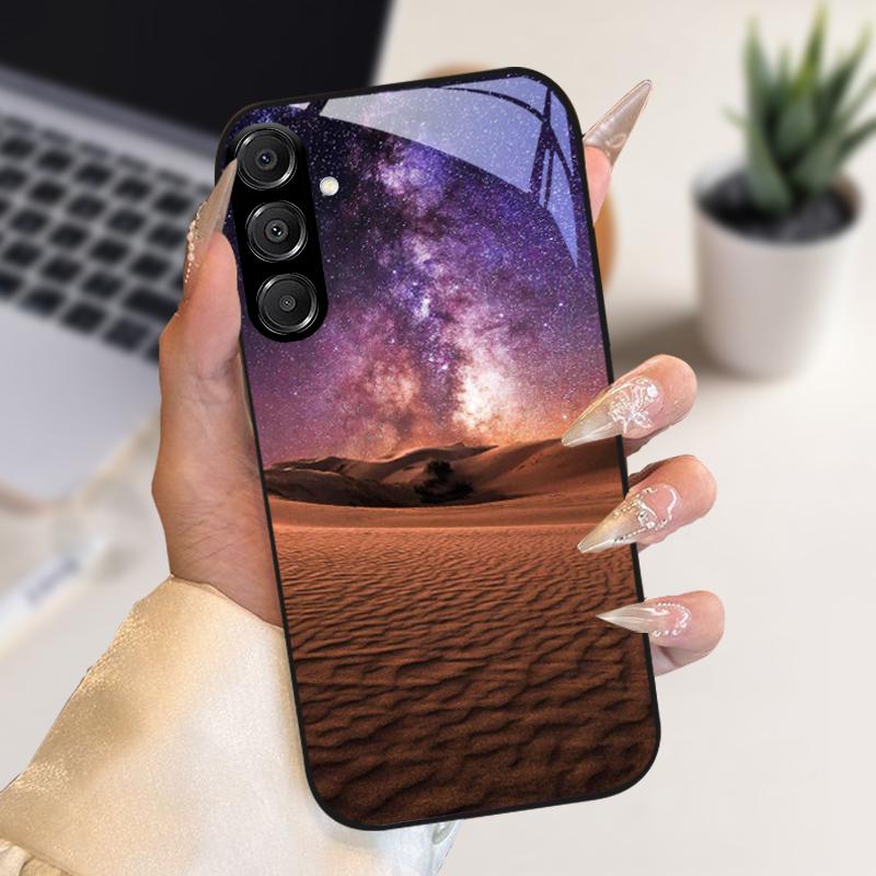 Fashion Coque For Samsung A55 A56 Case A25 A26 Tempered Glass Phone Cover For Galaxy A15 A35 A36 Hard PC Glass Protective Fundas