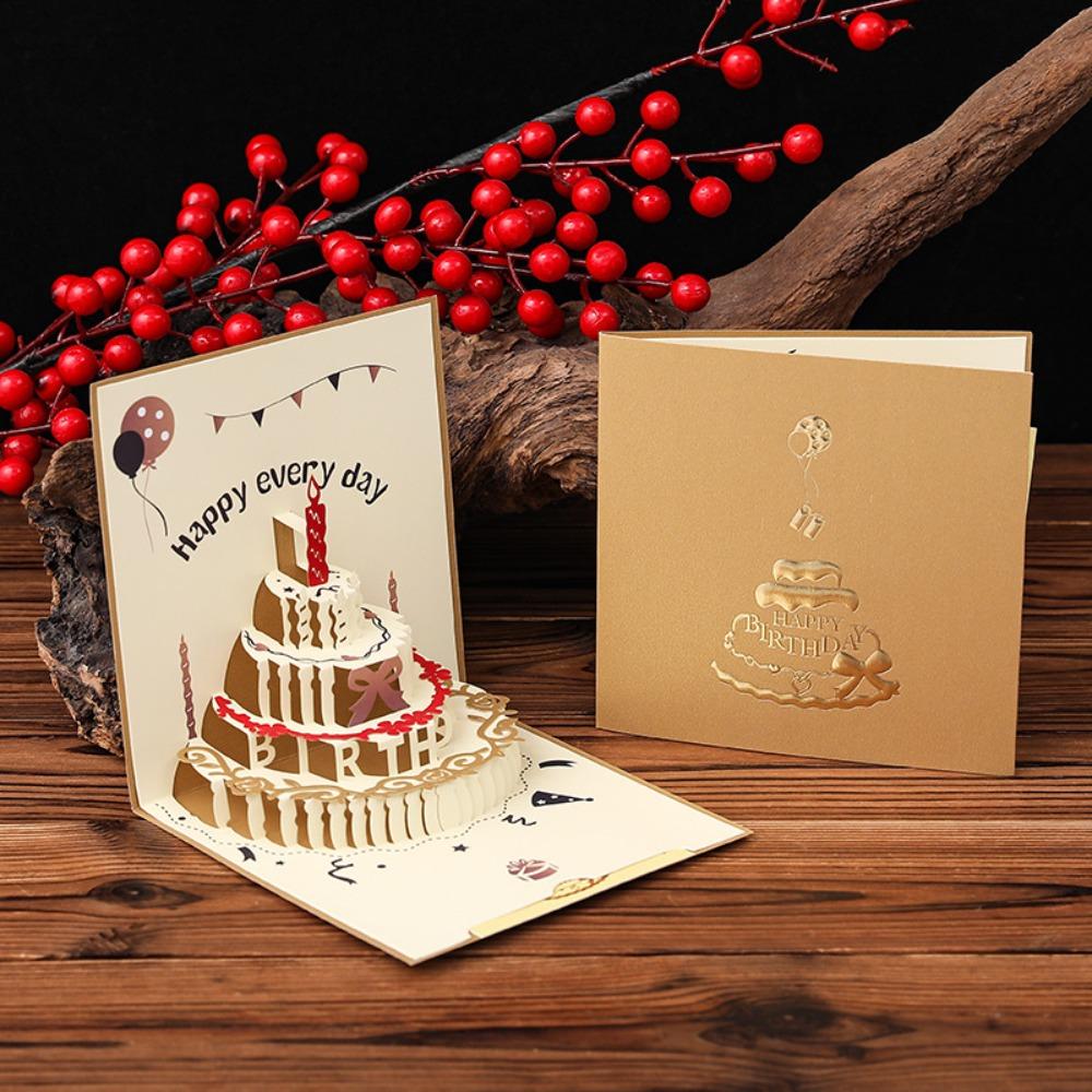 Folding 3D Pop Up Birthday Card Hollow Paper Carving Invitation Card Message Cards  Baby Shower