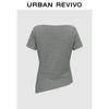UR Women's Cowl Neck Irregular Pleated Short Sleeve T-Shirt