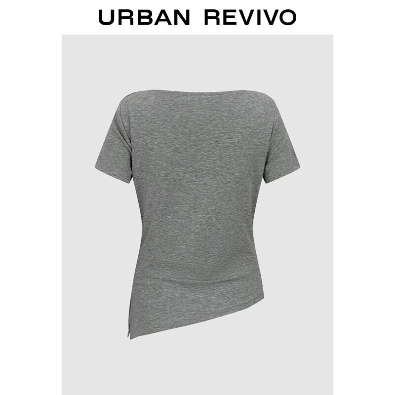 UR Women's Cowl Neck Irregular Pleated Short Sleeve T-Shirt
