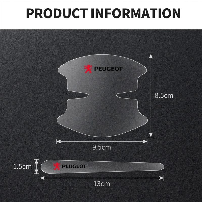 8pcs Transparent Car Door Handle Protector Stickers Protection Film For Peugeot 206 307 308 3008 207 208 407 508 2008 5008 107