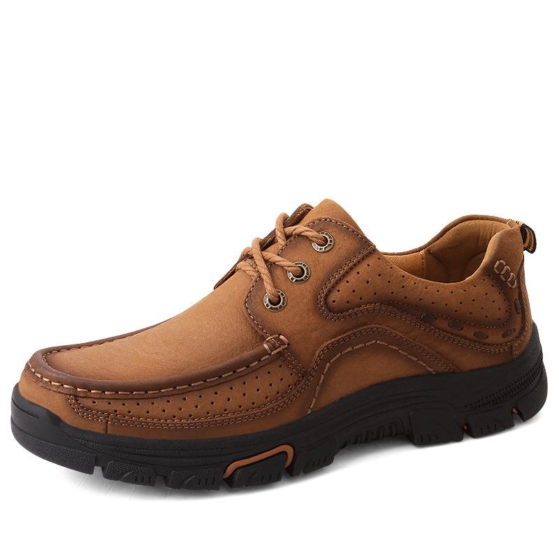 Outdoor Sports and Casual Waterproof Non-Slip Hiking Shoes Autumn Mountain Climbing Hiking Leather Shoes Genuine Leather Plus Size 46 Men's Shoes