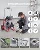 Drain Cleaner Machine 30m X 9.5mm, Auto Feed Sewer Snake Drain Auger On Wheels, Portable Drain Cleaning Machine with 8 Cutters & Air-Activated Foot