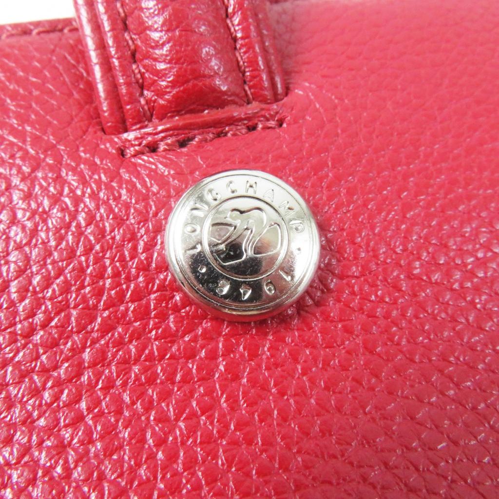 Excellent Longchamp Shoulder Bag Le flowne Logo engraved 2WAY handbag/ Red leather Women Used