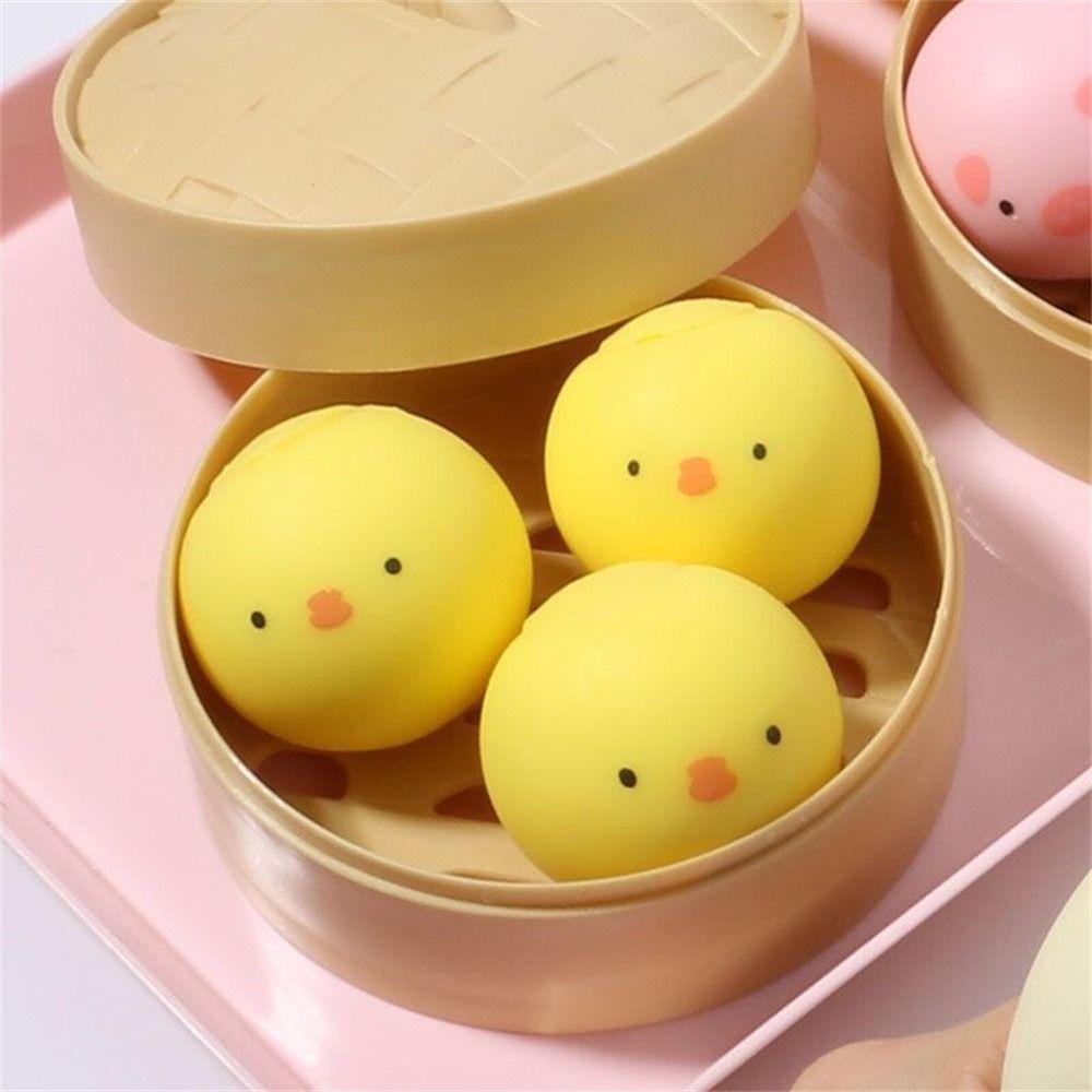 Steamed Dumpling Mini Squeeze Toys Pig/Chick Dog Bun Squeeze Balls Animal Dumpling Toys Boys Girls