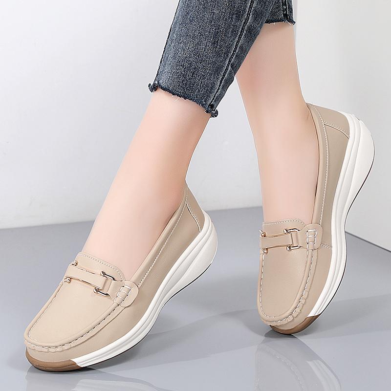 Women's Casual Walking Shoes Wedges Leather Sliders Breathable Non-slip Shoes For Women