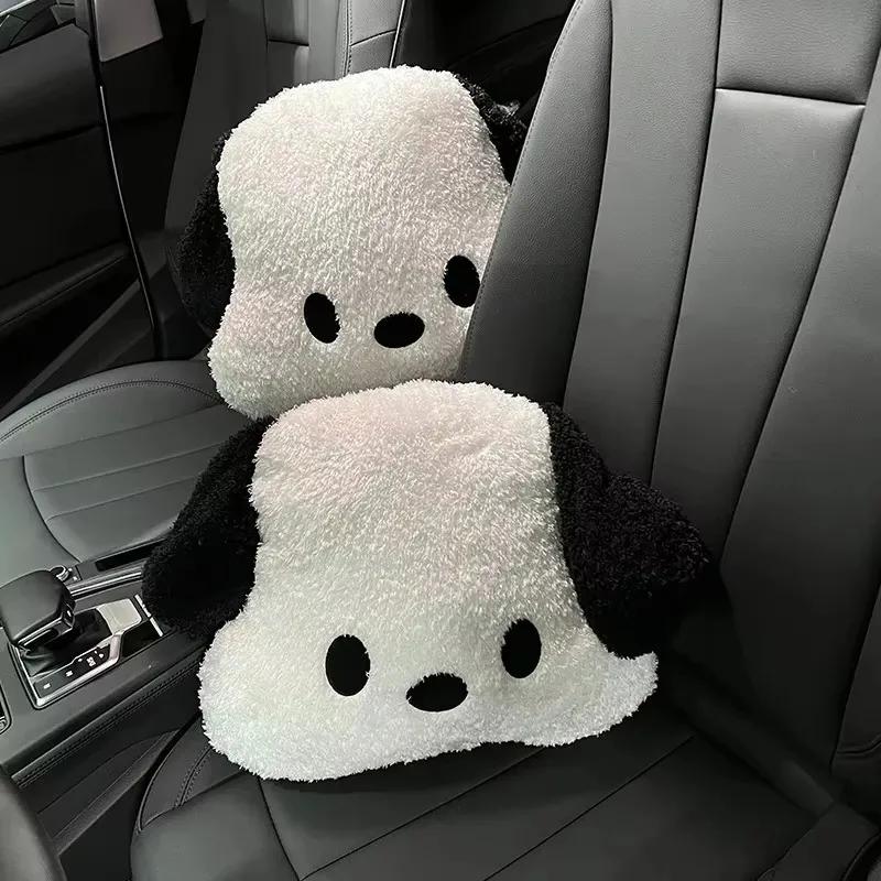 Car Headrest & Lumbar Support Seat Cushion Adorable Black & White Dog Pattern, Comfortable & Durable Accessories Pillow