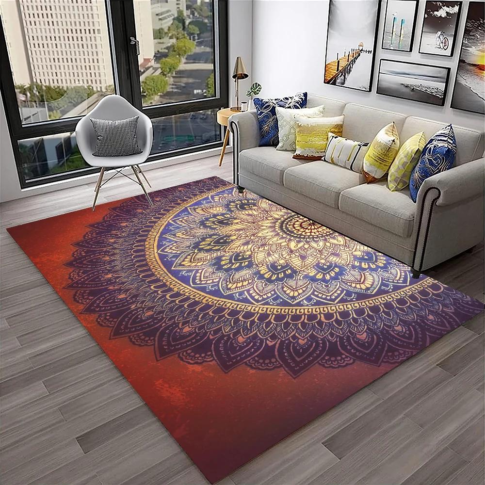 3D Mandala Bohemia Geometric Carpet Rug for Home Living Room Bedroom Sofa Kitchen Doormat Decor,Kid Area Rug Non-slip Floor Mat