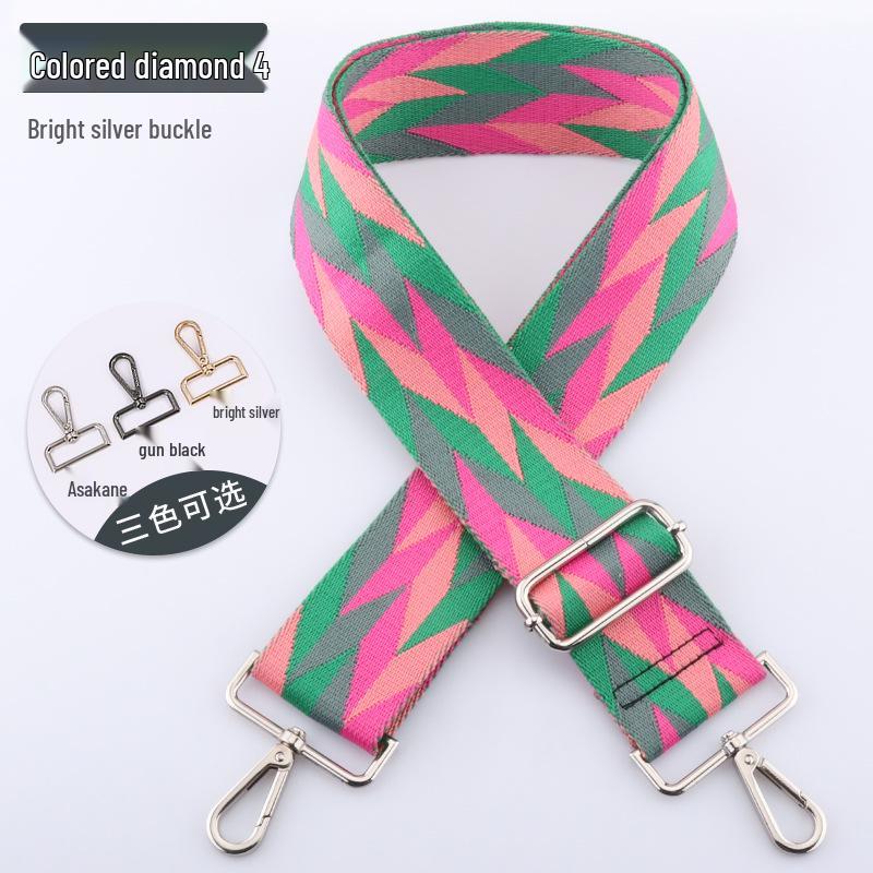 Adjustable 5cm Wide Colorful Diamond Bag Strap - Crossbody & Shoulder Strap Available