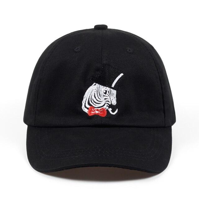 Cotton zebra embroidery hat black cap 