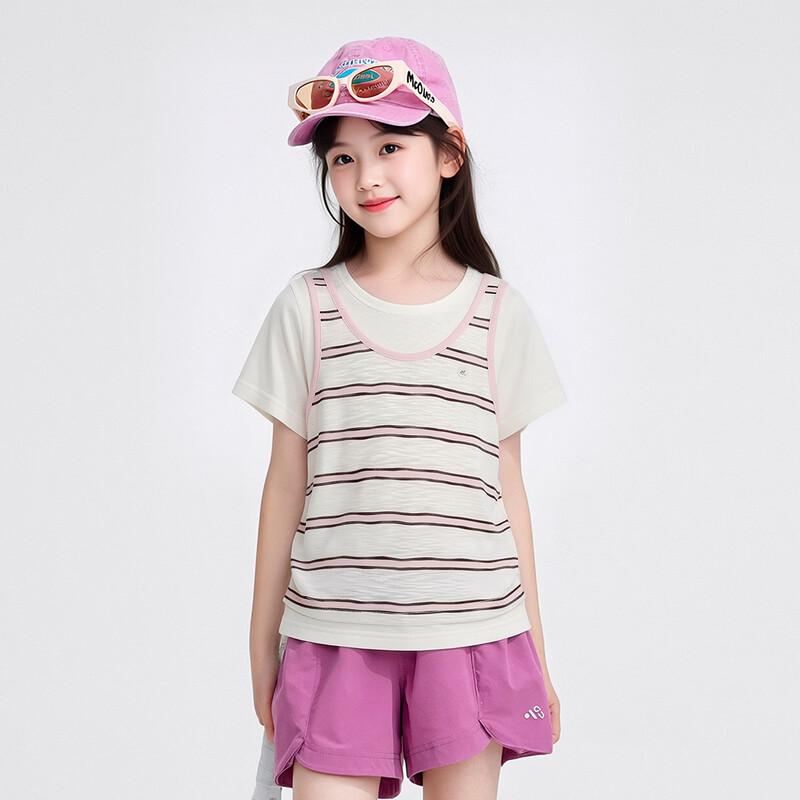 Girls' Striped Breathable Short-Sleeve T-Shirt