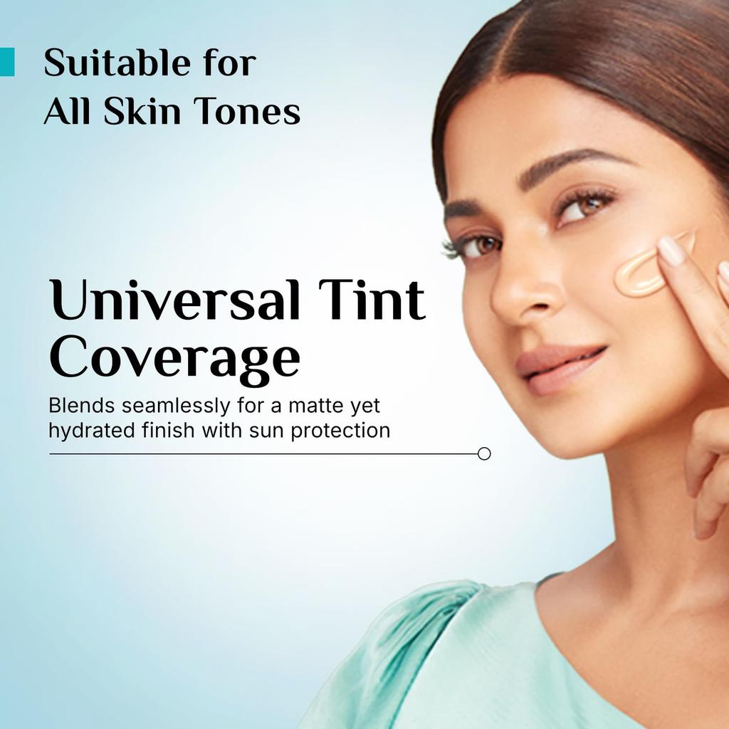 Pilgrim White Lotus Tinted Sunscreen SPF 50+ PA++++ with Niacinamide 50ml Lightweight No White Cast