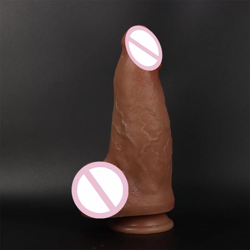 Thick Big Two Colors Dildo Realistic Ve Soft Silicone Flesh Penis Woman Man Anal Sex Toys Suction Cup Dick Masturbators Cock