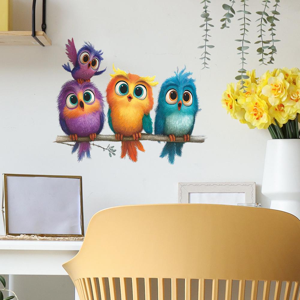 Vibrant Cartoon Owl Toilet Seat Sticker Bathroom Decor Removable Waterproof Decal