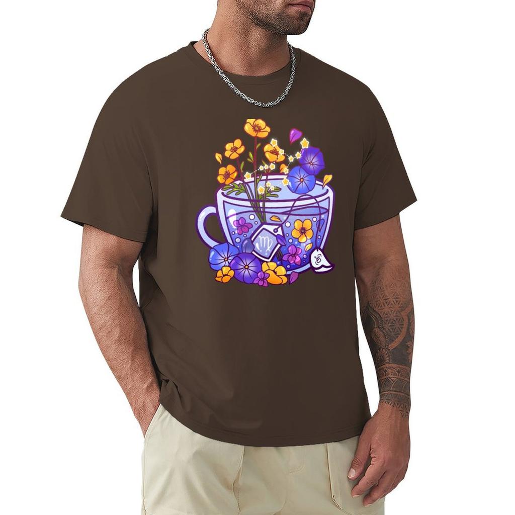 Virgo Zodiac Teacup T-Shirt Graphic Tee Shirt Blacks Anime Stuff Cheap Stuff Graphic T Shirts Men