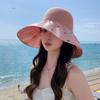 Color glue hat women's mesh bucket hat bow sunscreen sun hat summer mesh breathable sun hat