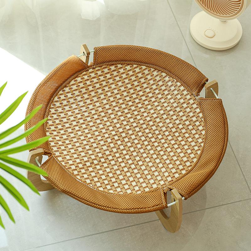 Lit d'été pour chat, lit respirant et frais pour chaton, hamac en bois, tapis pour animaux de compagnie, lit de couchage