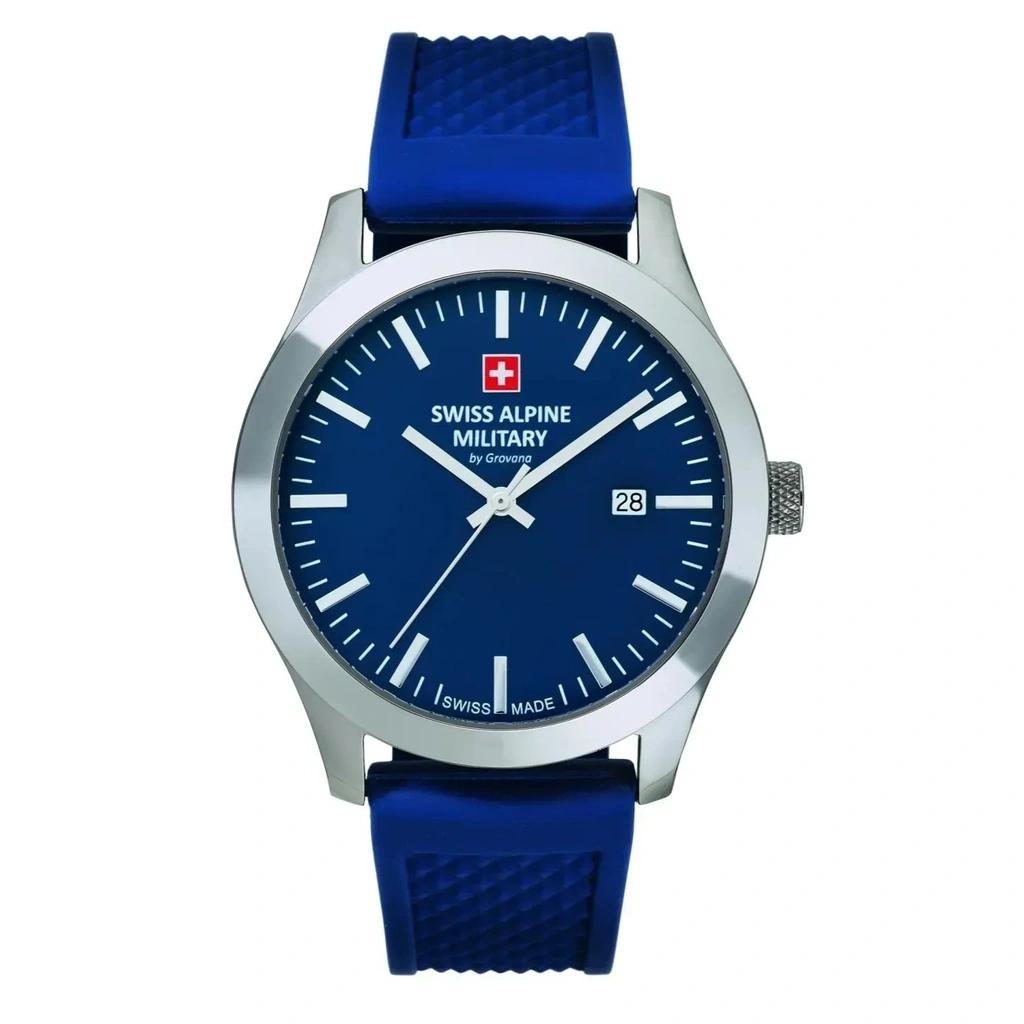 Swiss Alpine Military Combat Basic Gummireim Blå Skive Kvarts 7055.1835 100M Herreklokke