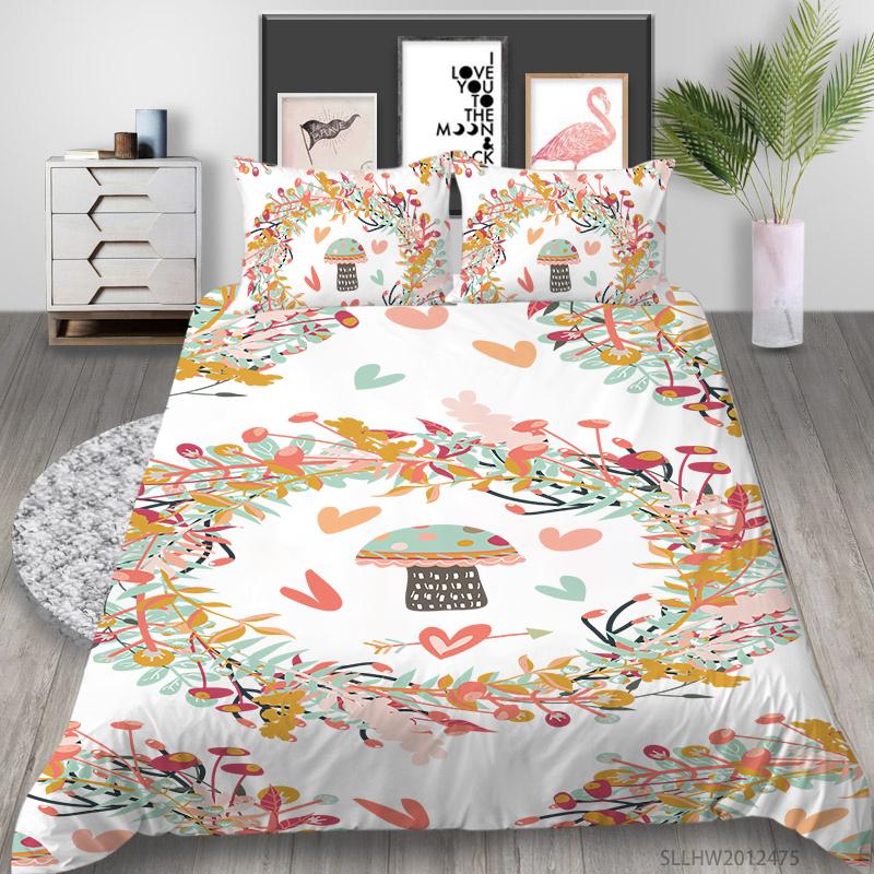 Flowers Theme Bedding Set Bedroom Quilt Cover Pillow Cover Home Bedding Set AU/EU/US Full Size Single/Double Bed Home Furniture