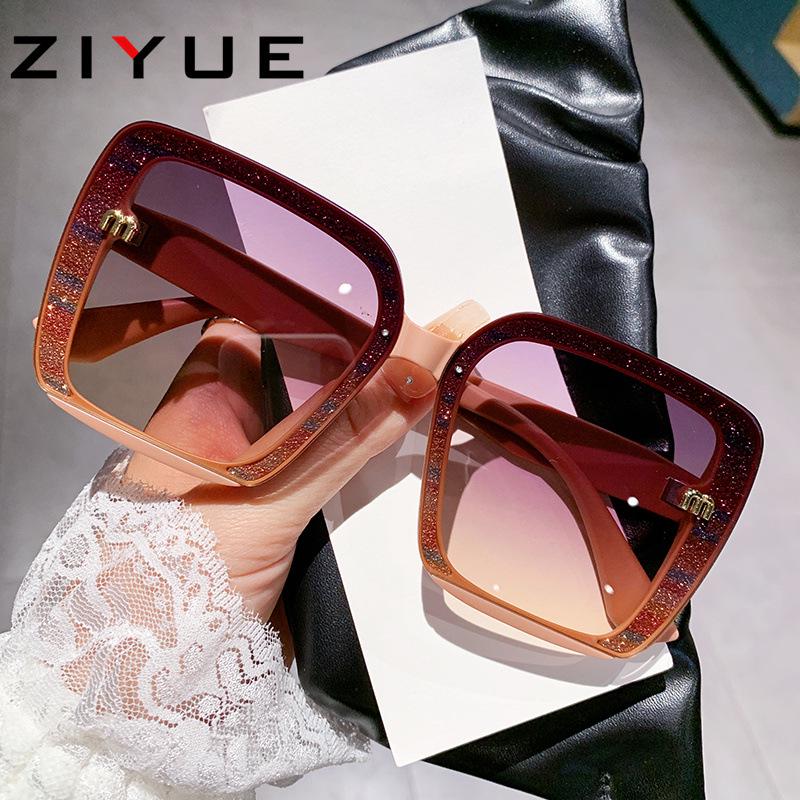 

Женские модные безободковые солнцезащитные очки с большой оправой - Слимминг для большого лица, защита от УФ-лучей