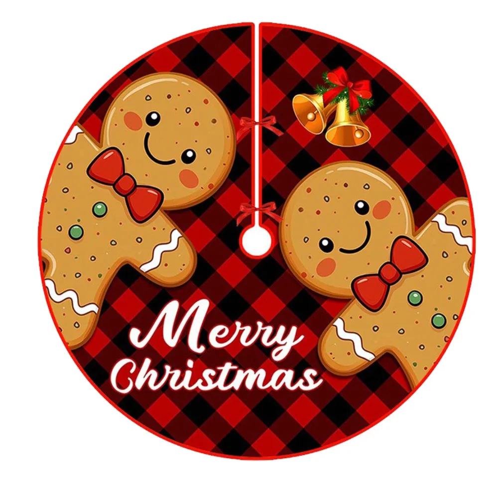 90cm Christmas Tree Skirt Snowflake Print Santa Claus Printed Christmas Decor Mat Snowman Snowflake Tree Skirt Home Holiday