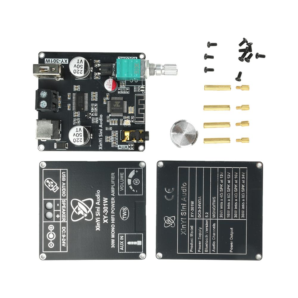 DC 9-24V XY-301W Mono 30W Bluetooth Digital Audio Amplifier Board TWS True Wireless Box Connection Stereo
