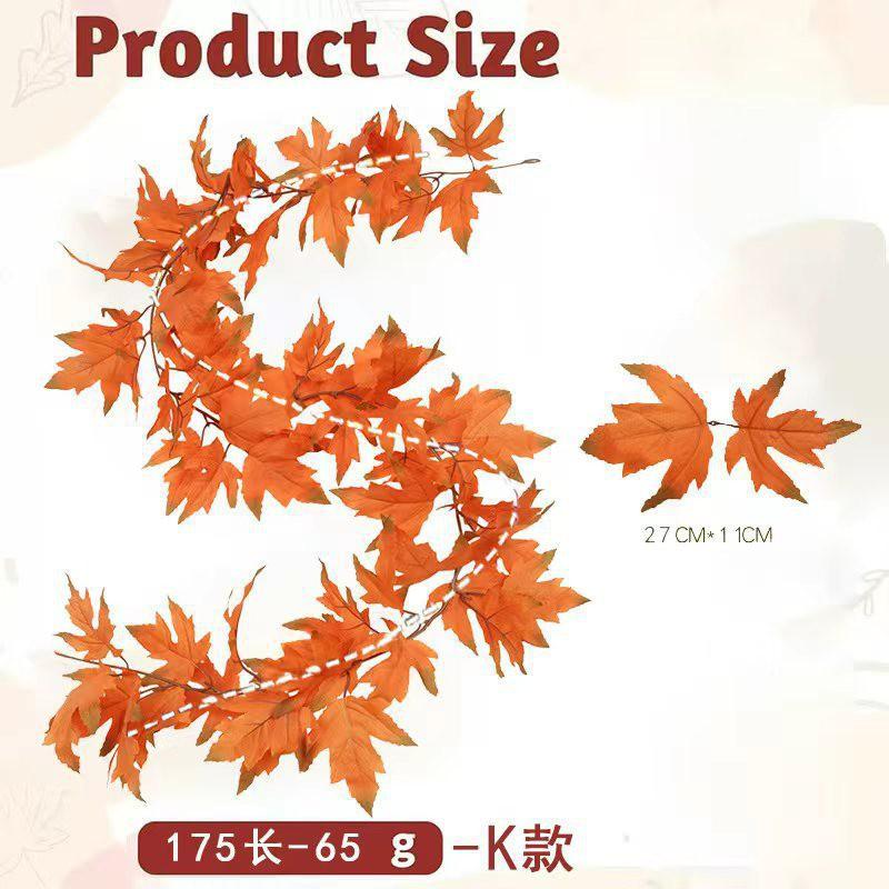 Artificial Maple Leaf Vine Fall Decor Black Leaves Harvest Season Home Decoration Silk Floral Garland